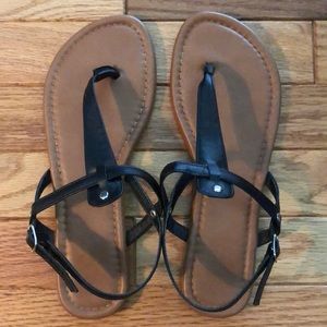 Black strappy sandals, size 7.5